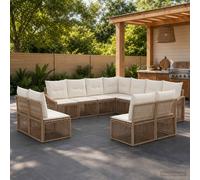 vidaXL Set di divani da giardino, 11 pezzi, beige, rattan sintetico, set di divani moderni per giardino, design modulare, resistente alle intemperie, ideale per patio, terrazza e giardino