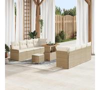 vidaXL Set Divano da Giardino 11 pz Beige polyrattan