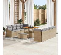vidaXL Set Divano da Giardino 11 pz Beige polyrattan