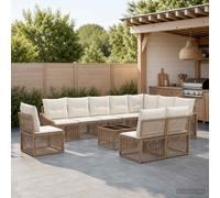 vidaXL Divano da giardino 11 pz Beige polyrattan, Divano da esterno moderno, resistente alle intemperie, con design modulare, gambe regolabili, angolo relax versatile