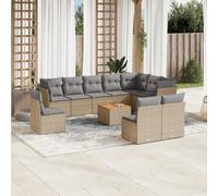 vidaXL Set Divano da Giardino 11 pz con Cuscini Beige Misto Polyrattan