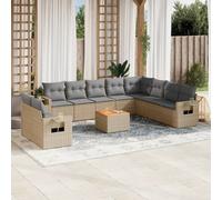 vidaXL Set Divano da Giardino 11 pz con Cuscini Beige Misto Polyrattan