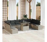 vidaXL Set Divano da Giardino 11 pz Grigio chiaro polyrattan