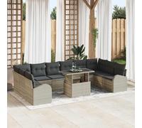 vidaXL Set Divano da Giardino 11 pz Grigio chiaro polyrattan