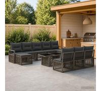 vidaXL Set Divano da Giardino 11 pz Grigio e Grigio Scuro polyrattan