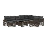 vidaXL Set Divano da Giardino 11 pz Grigio e Grigio Scuro polyrattan