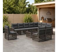 vidaXL Set di divani da giardino, 11 pezzi, grigio e grigio scuro, set moderno di divano da giardino, ideale per il patio, con cuscini comodi e design modulare