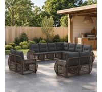 vidaXL Set di divani da giardino, 11 pezzi, grigio e grigio scuro, divano da giardino modulare e moderno, resistente alle intemperie, poltrone comode, mobili in rattan per esterni