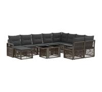 vidaXL Set Divano da Giardino 11 pz Grigio e Grigio Scuro polyrattan