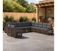 vidaXL Set Divano da Giardino 11 pz Grigio e Grigio Scuro polyrattan