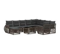 vidaXL Set Divano da Giardino 11 pz Grigio e Grigio Scuro polyrattan