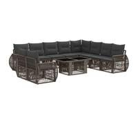 vidaXL Set Divano da Giardino 11 pz Grigio e Grigio Scuro polyrattan