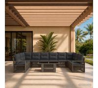 vidaXL Set Divano da Giardino 11 pz Grigio e Grigio Scuro polyrattan