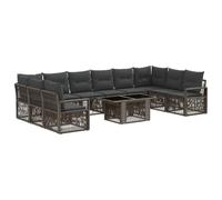 vidaXL Set Divano da Giardino 11 pz Grigio e Grigio Scuro polyrattan