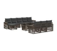 vidaXL Set Divano da Giardino 11 pz Grigio e Grigio Scuro polyrattan