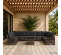 vidaXL Set divano da giardino, 11 pezzi, grigio e grigio scuro, moderno divano da giardino, resistente alle intemperie, design modulare per una seduta confortevole all'aperto