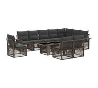 vidaXL Set Divano da Giardino 11 pz Grigio e Grigio Scuro polyrattan