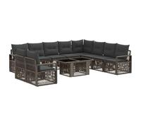 vidaXL Set Divano da Giardino 11 pz Grigio e Grigio Scuro polyrattan