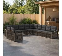 vidaXL Set di divani da giardino, 11 pezzi, grigio rattan sintetico, divano da giardino, modulare, design moderno, resistente alle intemperie, gambe regolabili, sedute divertenti