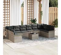 DIVANO DA GIARDINO VIDAXL Set da giardino da 11 pezzi con divani e cuscini, in polyrattan e acciaio verniciato, 37x55x55 cm