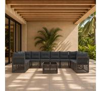 vidaXL Divano da giardino 11 pz grigio polyrattan, divano modulare contemporaneo resistente alle intemperie, per giardino, mobili lounge esterno, in rattan, salotto da patio