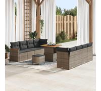 vidaXL Set Divano da Giardino 11 pz Grigio polyrattan