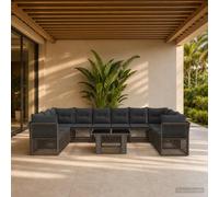 vidaXL Set Divano da Giardino 11 pz Grigio polyrattan