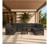 vidaXL Set di divani da giardino, 11 pezzi, grigio rattan sintetico, mobili da esterno, divano moderno per patio, design modulare resistente, sedili imbottiti per il tuo giardino