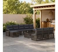 vidaXL Set di divani da giardino, 11 pezzi, grigio polyrattan, divano modulabile, elegante, resistente alle intemperie per le tue riunioni all'aperto, comfort eccezionale, mobili versatili