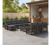 vidaXL Set Divano da Giardino 11 pcs Grigio polyrattan, Design modulare, resistente alle intemperie, cuscinetti regolabili, divano confortevole per il giardino, set lounge per relax