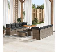 vidaXL Set Divano da Giardino 11 pz Grigio polyrattan