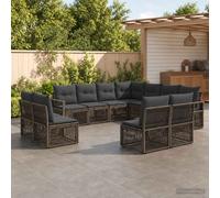 vidaXL Set di divani da giardino, 11 pezzi, grigio rattan sintetico, divano moderno per giardino, resistente alle intemperie, modulare, divano lounge in rattan e mobili per il patio