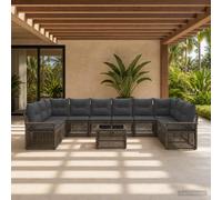 vidaXL Set di divani da giardino, 11 pezzi, grigio polyrattan, divano da giardino moderno, mobili da esterno resistenti, set modulabile, poltrona in rattan regolabile, comfort patio