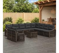 vidaXL Set Divano da Giardino 11 pcs Grigio polyrattan, Divano da esterno moderno, resistente alle intemperie, design modulare con piedini regolabili, per relax e socialità
