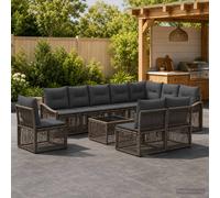 vidaXL Divano da giardino 11 pz grigio polyrattan, divano da esterno moderno, resistente alle intemperie, con design modulare, gambe regolabili, angolo relax versatile