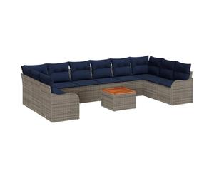 vidaXL Set Divano da Giardino 11 pz Grigio polyrattan | Perfetta per massimo 6 persone, Cuscini estraibili e resistenti alle intemperie, dotati di cerniere