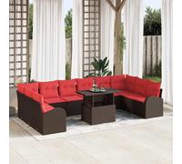 vidaXL Set di divani da giardino con cuscino, 11 pezzi, marrone, in polyrattan, set di divani per giardino e terrazza, rettangolare, resistente, leggero, facile da pulire, resistente alle intemperie