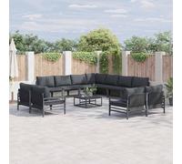 vidaXL Set Divano da Giardino 11 pz Nero Acciaio