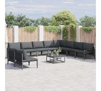 vidaXL Set Divano da Giardino 11 pz Nero Acciaio