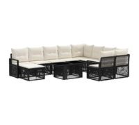 vidaXL Set Divano da Giardino 11 pz Nero e Bianco Crema polyrattan