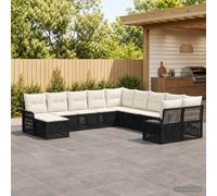 vidaXL Set di divani da giardino, 11 pezzi, nero e bianco crema, set di divani moderni per giardino, resistenti alle intemperie, design modulare, comode sedute all'aperto, mobili in rattan