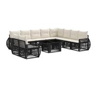 vidaXL Set Divano da Giardino 11 pz Nero e Bianco Crema polyrattan