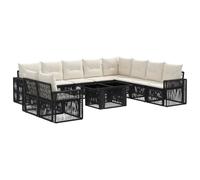 vidaXL Set Divano da Giardino 11 pz Nero e Bianco Crema polyrattan