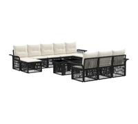vidaXL Set Divano da Giardino 11 pz Nero e Bianco Crema polyrattan