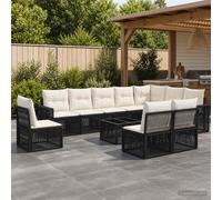 vidaXL Set divano da giardino, 11 pezzi, colore nero e bianco, crema, moderno divano da giardino, lounge resistente alle intemperie, sedili imbottiti, design modulare per patio e giardino