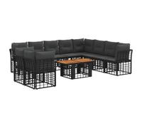vidaXL Set Divano da Giardino 11 pz Nero e Grigio scuro polyrattan