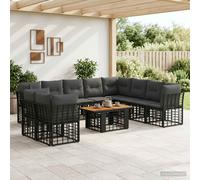 vidaXL Set Divano da Giardino 11 pz Nero e Grigio scuro polyrattan