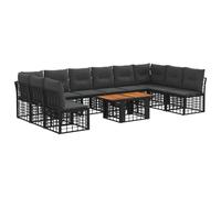 vidaXL Set Divano da Giardino 11 pz Nero e Grigio scuro polyrattan
