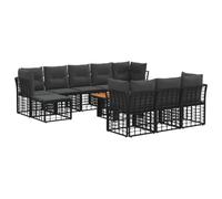 vidaXL Set Divano da Giardino 11 pz Nero e Grigio scuro polyrattan