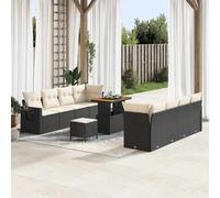 vidaXL Set Divano da Giardino 11 pz Nero Poly Rattan